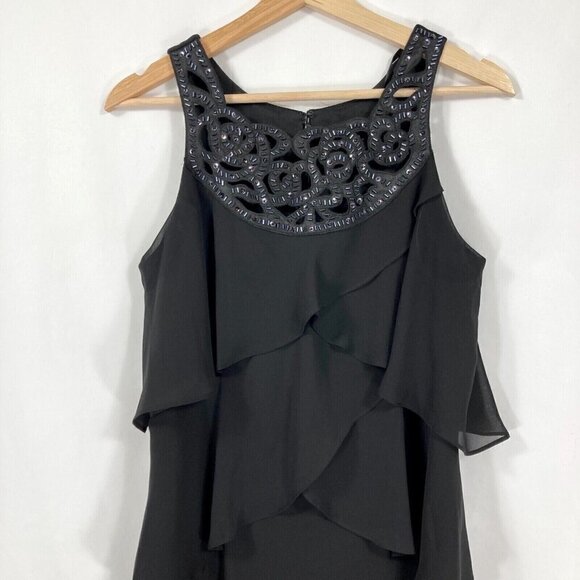 SLNY Sleeveless Beaded Dress Formal Cocktail Holiday Dance Swing Black 8 - Picture 2 of 9